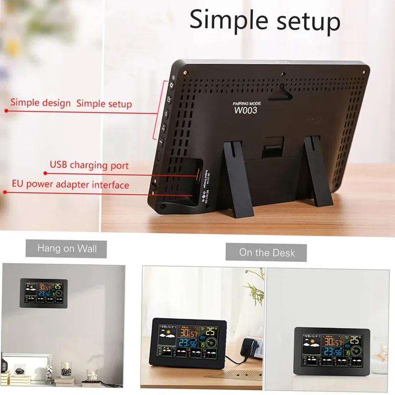 Stazione Meteorologica Smart WiFi Temperatura Umidità Interna Esterna Pressione Atmosferica Velocità del Vento Display Controllo APP Orologio Multifunzione
