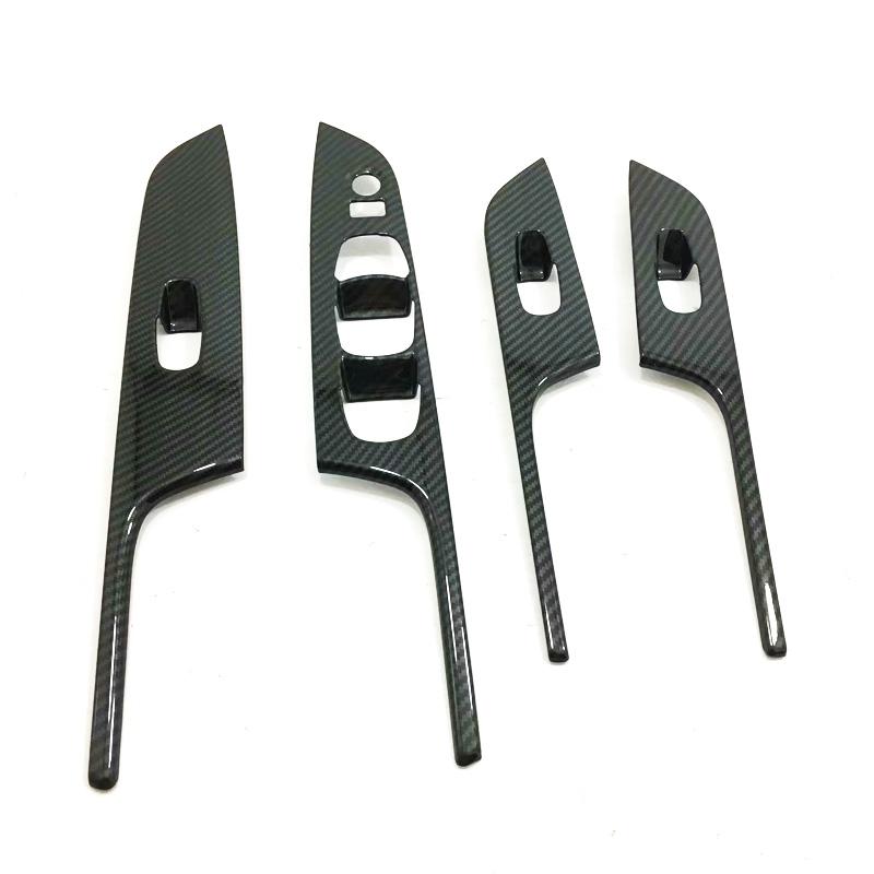 For nissan navara NP300 2015- Pickup Chrome Silver Power window switch Window lifter trim Carbon fiber Interior Door sticker