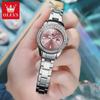 OLEVS Kvartsklokke for kvinner Diamond Dial Luxury Rustfritt stål Vanntett Elegant Dame Mote Topp Merke Dameklokke