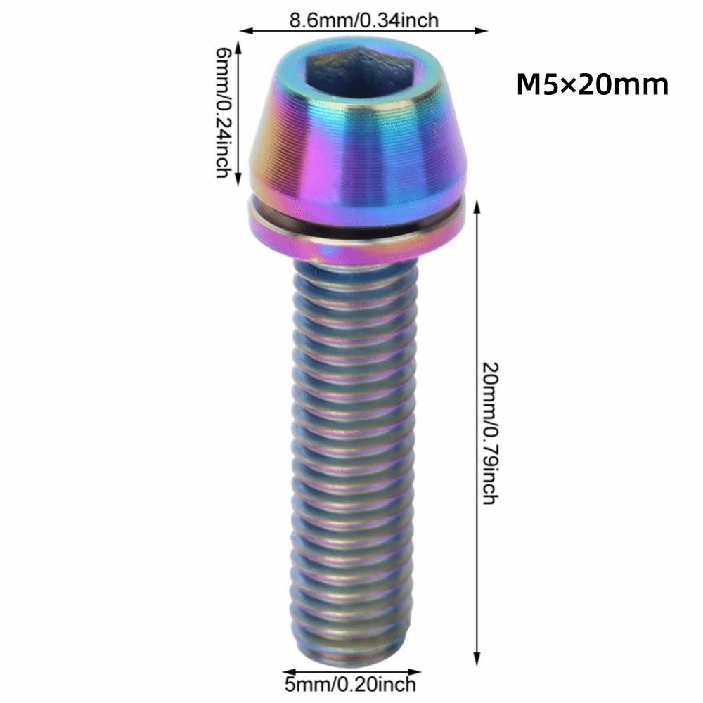 3PCS Titanium Alloy Bike  Stem Bolts Hex Tapered Head Bicycle Disc Brake Screws  Bike Maintenance