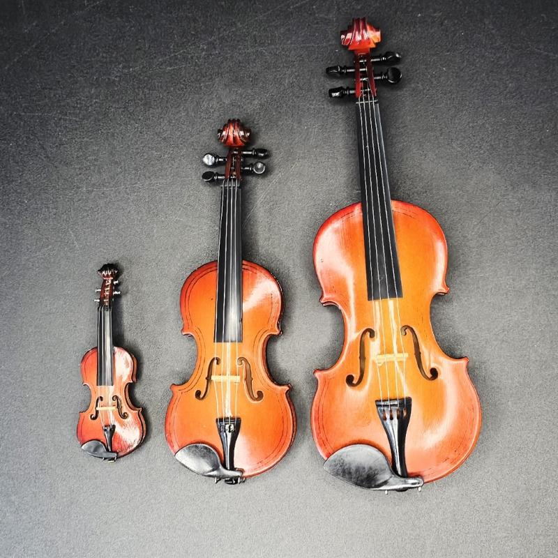 Small Classical Violin Wood Model Handcrafted Collectible with Display Stand Suitable for Home and Office Decorating