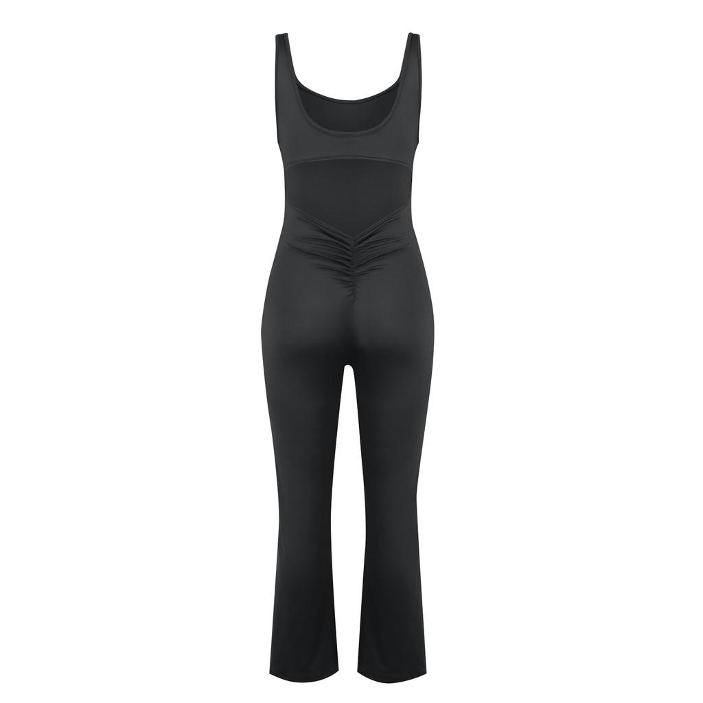 Women's Jumpsuit Color Sexy Backless Tight Fitting Elastic Sports Sleeveless Jumpsuit