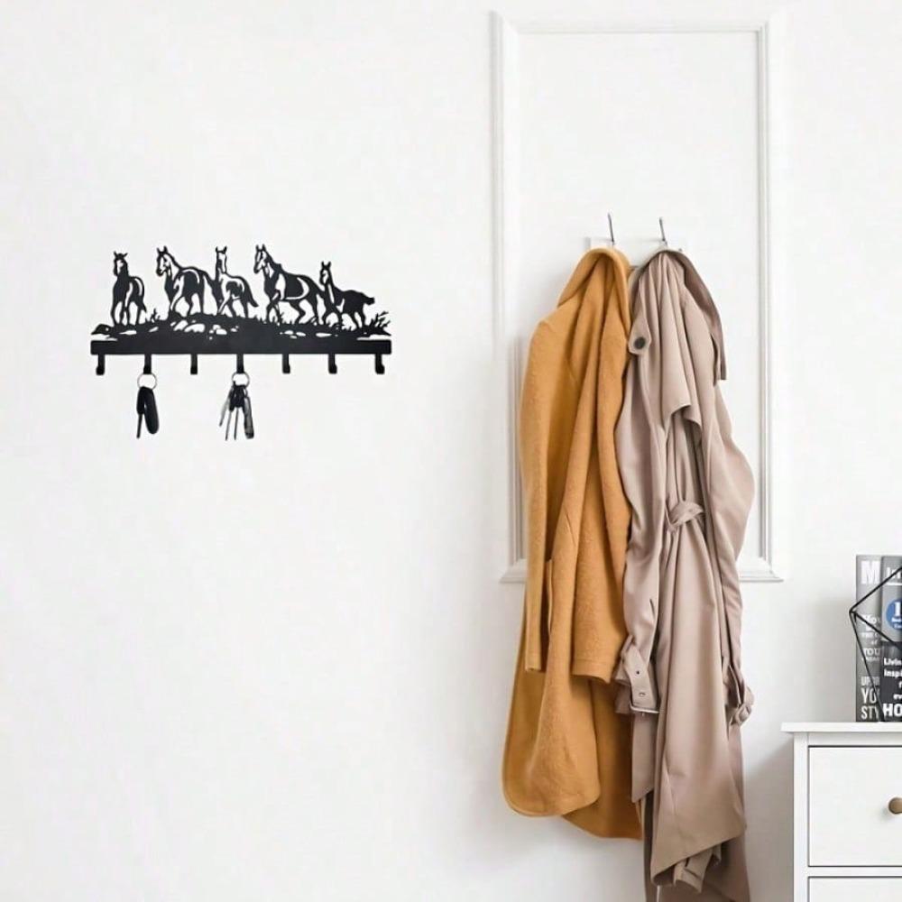 1Pcs 5 Horse Key Hook Hanger Wall Mounted Coat Rack Organizer for Entryway Office Living Room