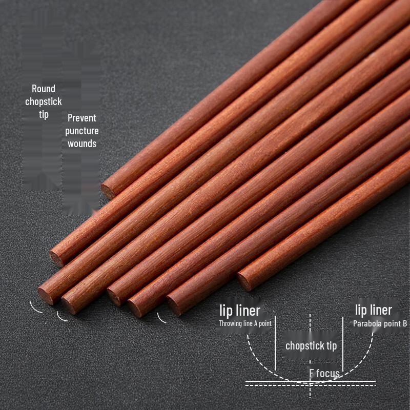 Suncha Natural Solid Wood Carved Chopsticks, 10-Pair Set