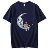 Skeleton Astronaut Guitar On Moon Funny Graphic T Shirts Summer Tees Tops Cotton Short Sleeve Tee Unisex Streetwear T Shirt