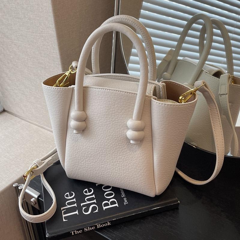 Fashionable Women PU Leather Pack  Summer New Simple Solid Color Crossbody Bag Casual Female Handle Bucket Bags