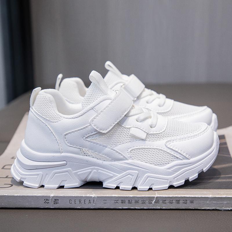 Children Sneaker Boys Casual Shoes Black Leather Flat Student Walking Shoes Non-slip Girl Lightweight Sports Tennis Footwear