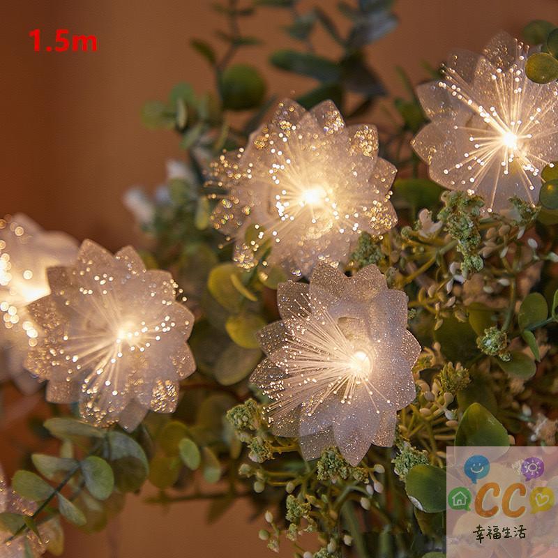 1.5M LED Fiber Optic Fairy Light Battery-operated Garland Christmas Decoration Party New Year's Decor Artificial Flowers Festoon