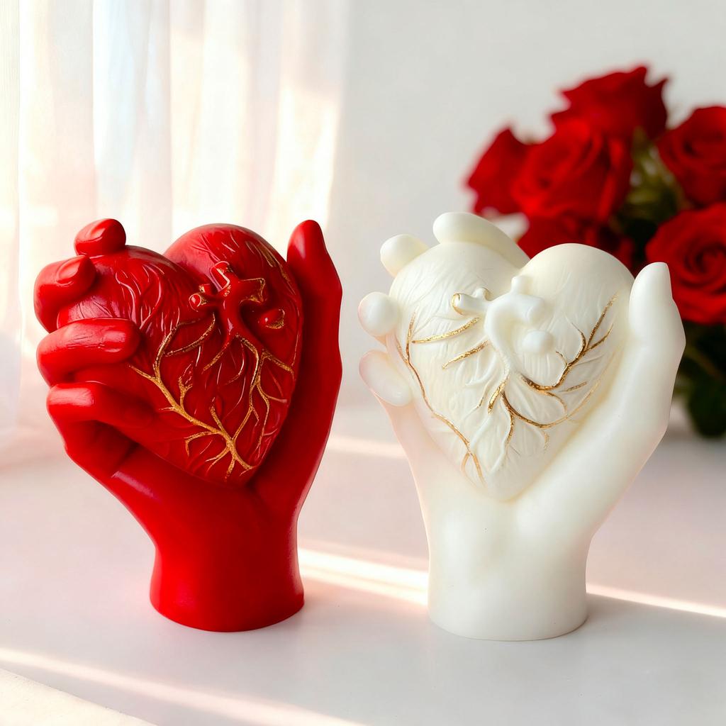 Heart Candle Mold Hand Holding Heart Silicone Mold DIY Aromatherapy Plaster Craft Home Decor Gift