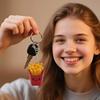 Keychain Pendant, 3D Printed French Fries Shape Decompression Button, Noiseless Pressing Mini Portable Keychain
