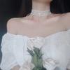 White Lace Bow Double Layer Hollow Versatile Clavicle Choker Necklace For Women