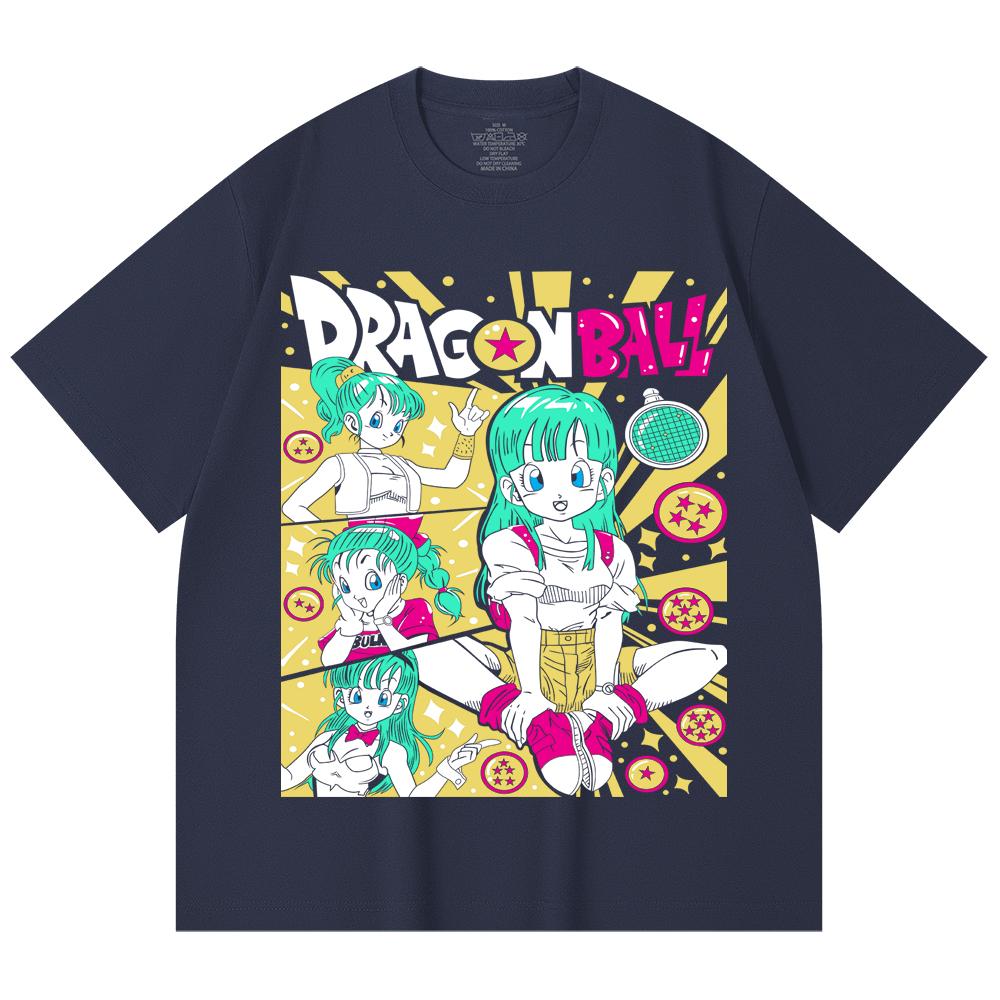 230 Gsm 100% Cotton Dragon Ball V65 Bulma Print Unisex Heavy Cotton T Shirt