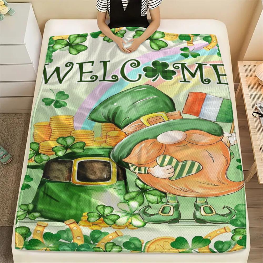 1PC Leprechaun poster Print FlAannel Blanket, High quality Comfortable for All Seasons, Home Decor, Warmth and Comfort