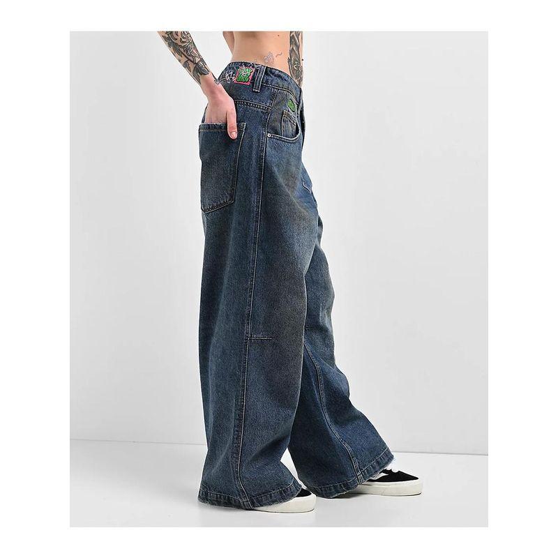 Foreign Trade Original Order EMP * YRE Boxcar Extent Gasoline Washing Water Wide Leg Loose Low Waist Denim Blue Series
