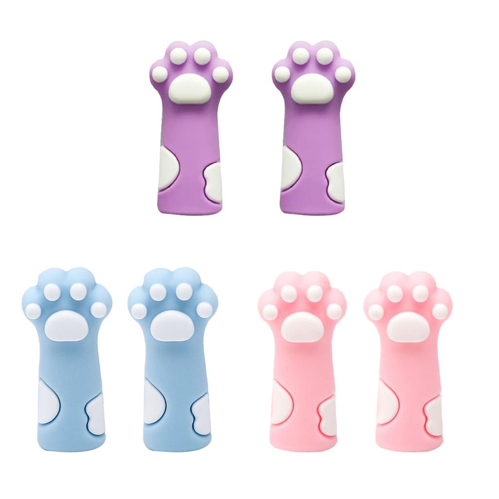 6PCS Cartoon Cats Claw Pencil Topper Silicone Pencil Caps Chewing-proof Silicone Pencil Tip Protector for Kid Student