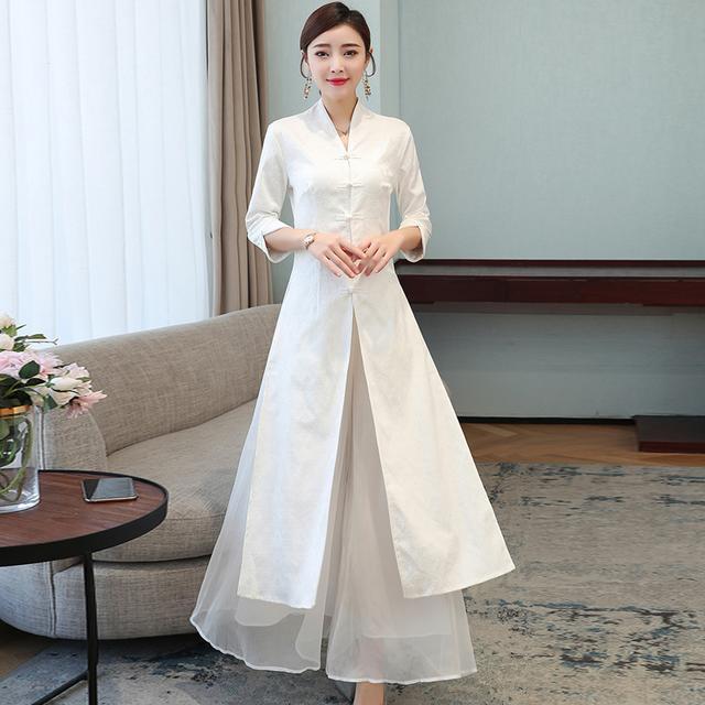 Spring/Summer 2023 Cotton Linen Zen Cheongsam Dress with Frog Buttons - Artistic Retro Chinese Style