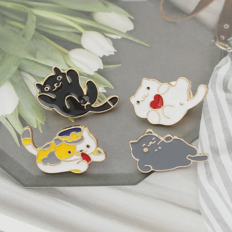 Broche Chaton de Dessin Animé: Badge en forme de goutte d'huile pour chat mignon pour chemises