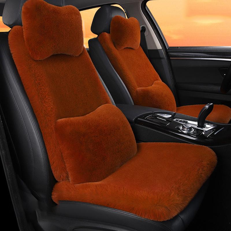 New Winter Car Plush Seat Cushion Heart Shaped Head Pillow Neck Pillow Waist Support Cushion Thickened Warm Universal Seat Cover