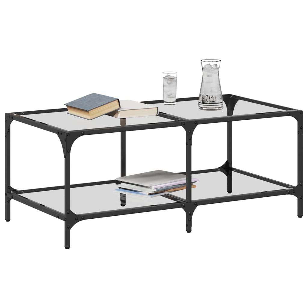 Coffee Table with Glass Top Transparent 98.5 X 50 X 40 Cm Steel
