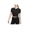 Sportswear Logo Round Neck Slim Fit Fashion Versatile Short Sleeve T-Shirt Women Tops Black II1865-010