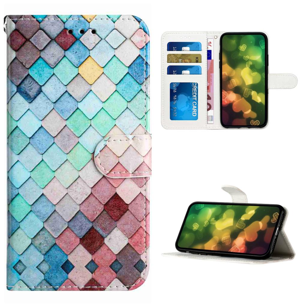 Colorful Grid Pattern Shockproof Card Slots PU Leather Wallet Case for iPhone,Samsung,Huawei,Xiaomi,Moto,Tecno,Google,Nokia,Oppo,ZTE,Blackview...