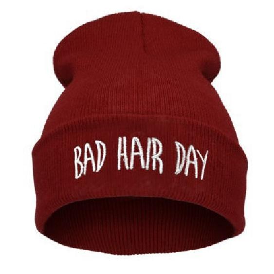 European and American Hip-hop Pullover Hat with Lettering Bad Hair Day Knitted Hat Embroidered Wool Hat 15Colorful Beanie