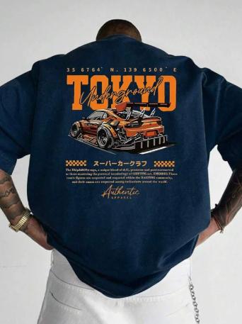 Pure Cotton Unisexs ShortSleeved TShirt with Printed Round Neck Fashionable Versatile Unique Racing Style Trendy Casual Top