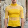 INCERUN Summer Men O Neck Short Sleeve Mesh See Through Patchwork T-shirts Tops