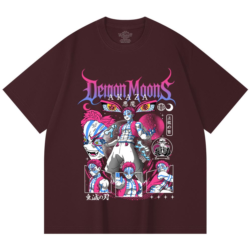 230 Gsm 100% Cotton Demon Slayer V31 Akaza Print Unisex Heavy Cotton T Shirt