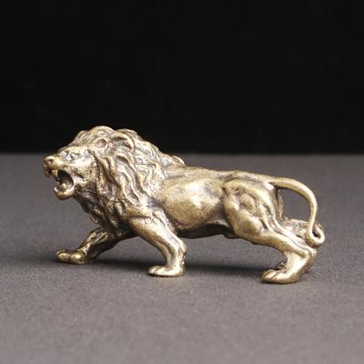 Ottone Antico Re Leone Decorazione per la Casa Miniatura Figurina di Animale in Rame Ornamenti Scultura in Bronzo Artigianato da Scrivania Decorazioni Regali