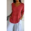 Women's European & American V-Neck Knit Sweaters, Slim Fit, Solid Color, 3/4 Sleeves, Casual Style
