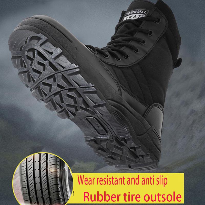 Men's Motorcycle Boots High-quality Cowhide Plush Tactical Boots Flying Desert Boots Hiking Shoes Outdoor Sports and Hun