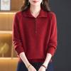 Women's Color-Block High-Neck Cashmere and Wool Sweater with Sequin Details, Tummy-Tucking Design