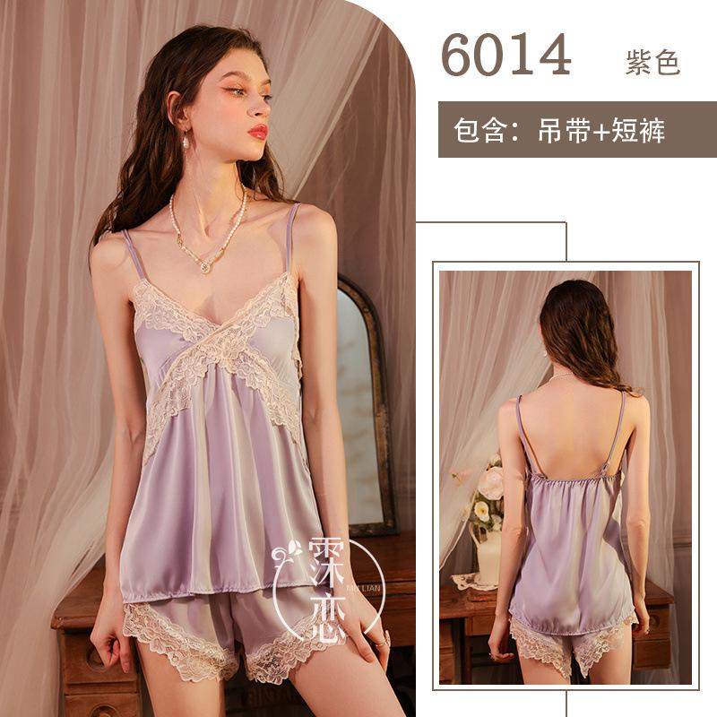 Sexy Deep V Sex Suspender with Chest Pad Women's Summer Two-piece High-end Clothing Set