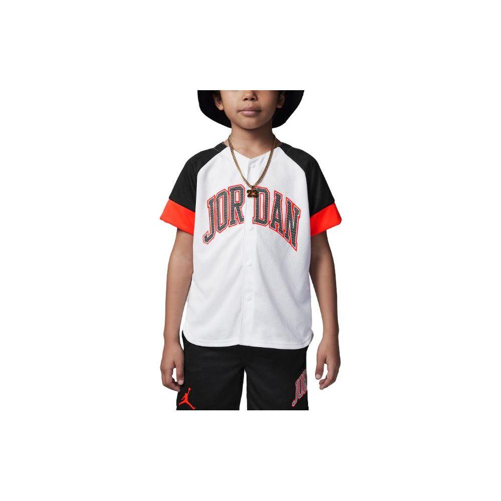 Jordan Loose Logo Breathable Mesh Short Sleeve T-Shirt Kids Tops White FQ0839-100