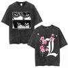 2026 Summer Hot Sale Vintage Washed Anime Death Note Graphic T Shirts Men Women Vintage Hip Hop Streetwear Oversized Tshirt