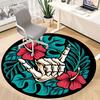 1pc Tropical Floral Skeleton Hand Chair Carpet for Office, Round Non Slip Durable Large Size Office Carpet, Suitable for Office