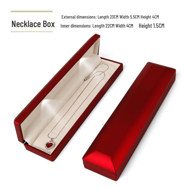 LED Light Lacquer Jewelry Box for Pendants, Bracelets, Rings, Charms, Bangles, Diamonds, Necklaces, and Couple Rings.