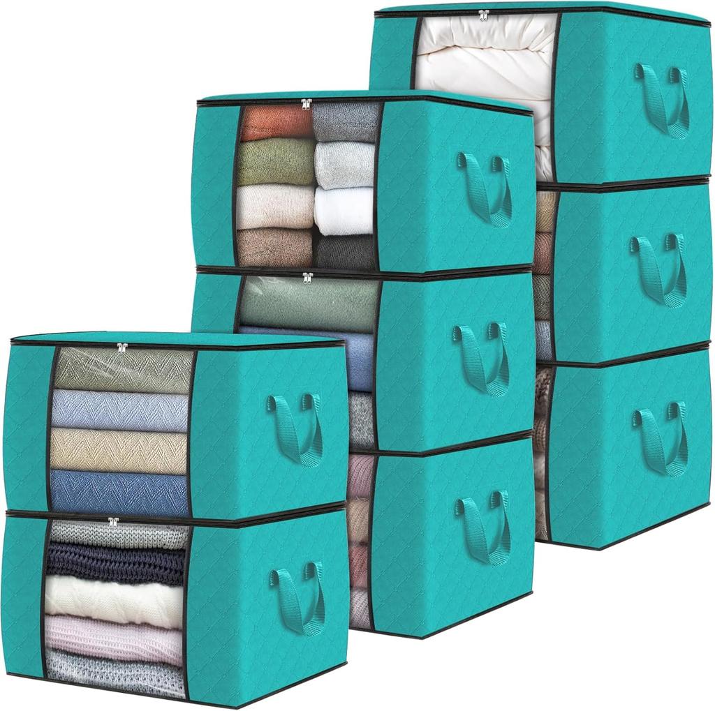 Fab Totes Storage Bags,Clothes Blanket Storage Bins Foldable Closet Organizers with Reinforced Handle for Home Dorm Storage and Organization