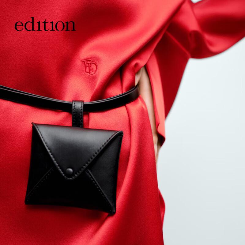 Edition Women's New Chinese Style Red Silk Tie-Front Long-Sleeve Blouse