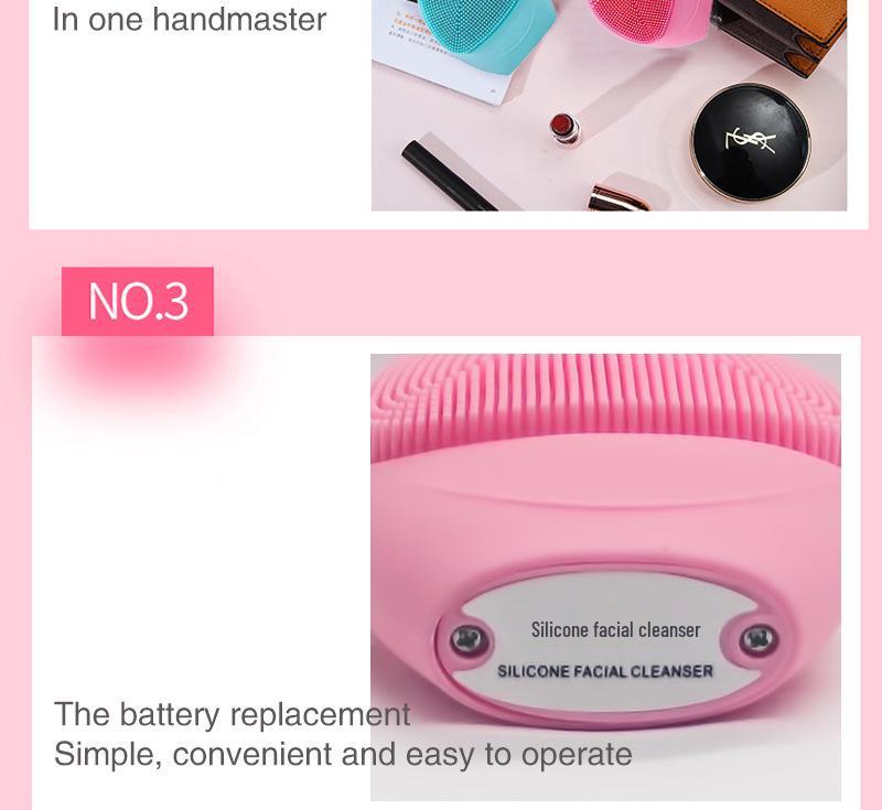 Mini Battery-Operated IPX6 Waterproof Silicone Facial Cleansing Brush for Deep Cleanse
