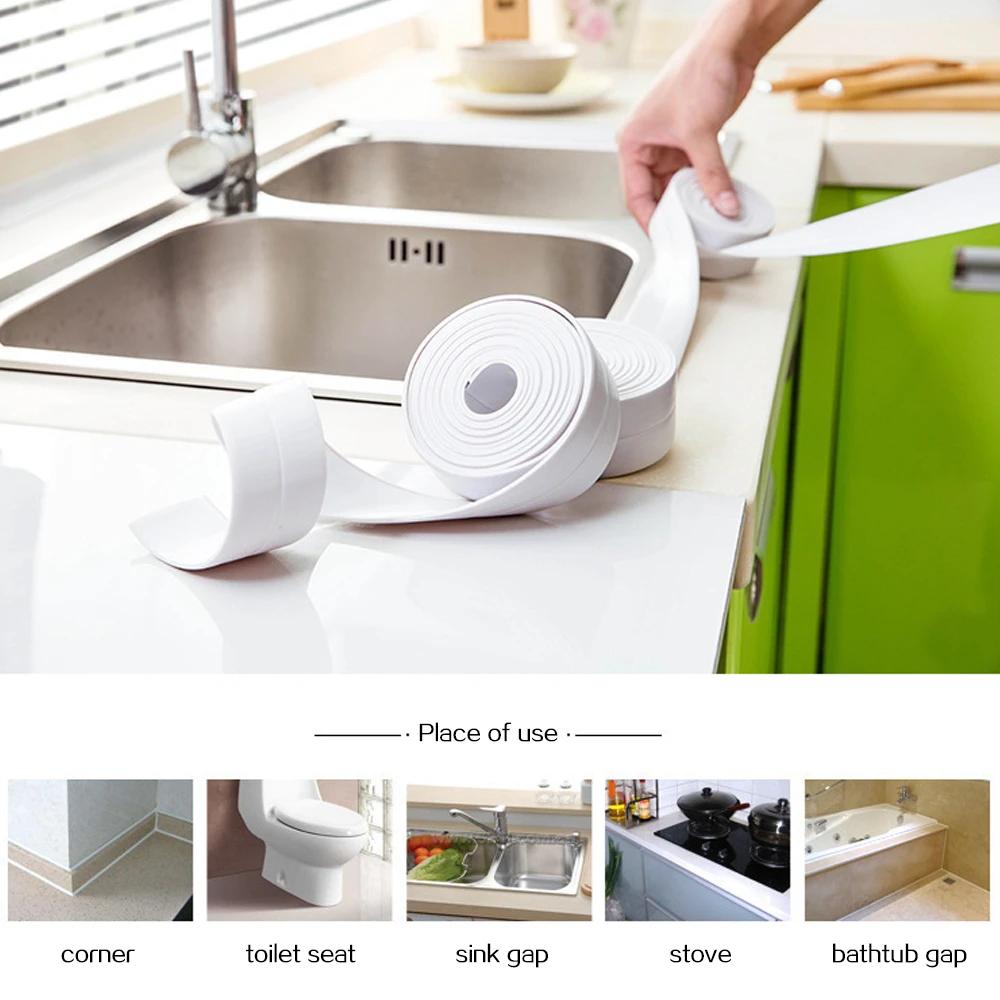 PVC Sealing Tape Wall Sticker Kitchen Waterproof Tape Sink Edge Waterproof Sticker Bathroom Accessories