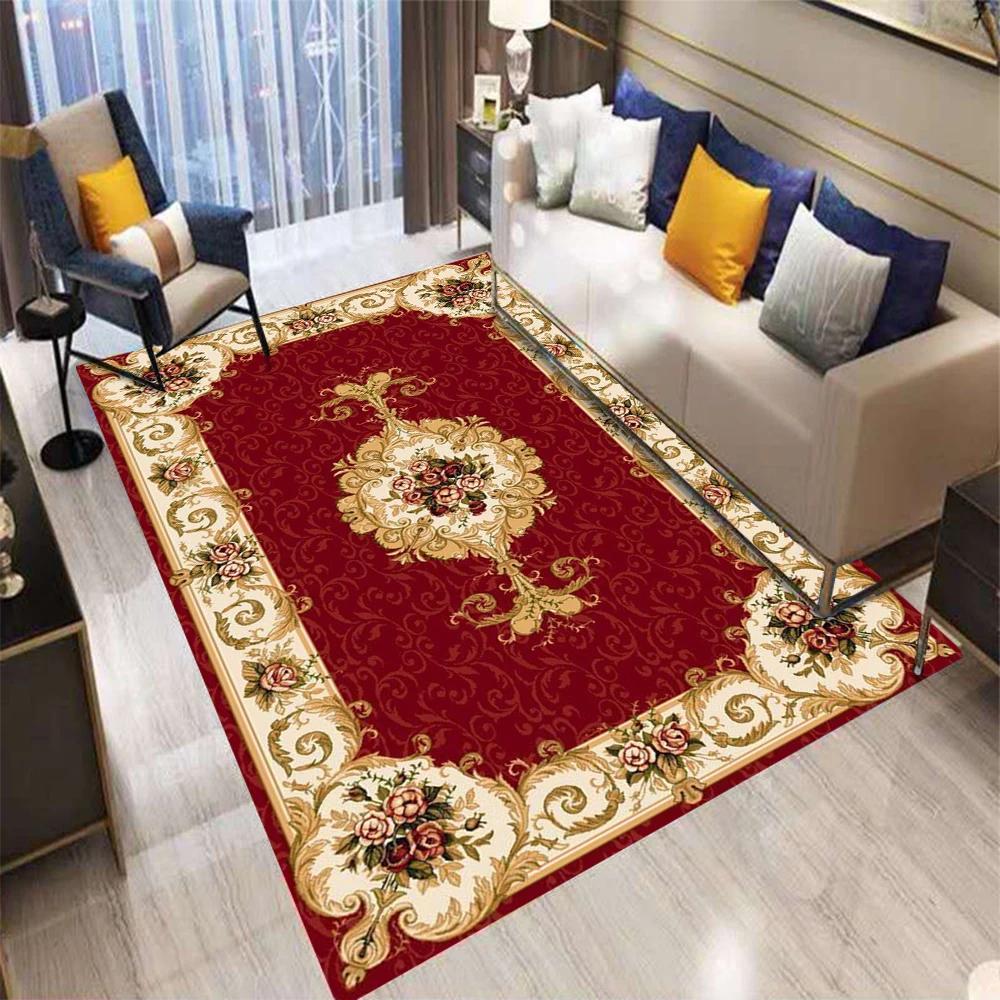 Retro Evropa Perský Styl Koberec Květiny Obývací Pokoj Pohovka Ložnice Noční Stolek Kuchyně Vstupní Dveře Rohožka Protiskluzová Domácí Dekorace Koberec