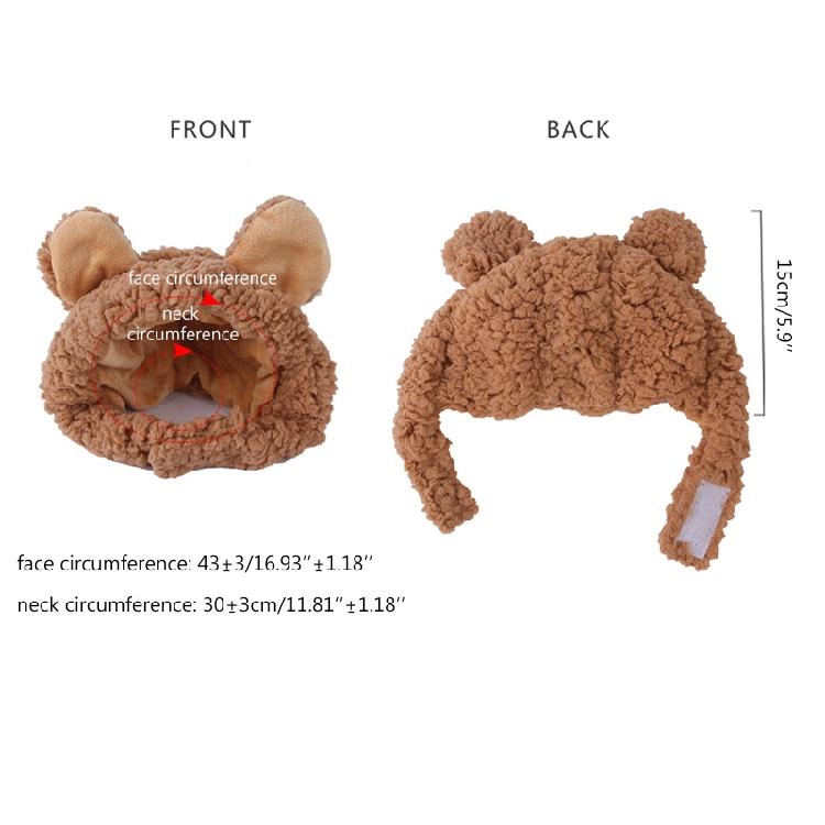 Pet Cap Bear with Ears Hat Cute Costume Party Accessories Cats and Dog