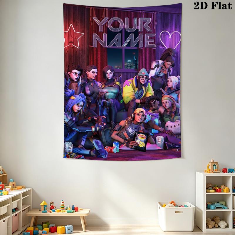 Name Custom Valorant Game Wall Tapestry Aesthetic Wall Hanging Printed Fabric Blanket Decorative Tapestries for Bedroom Living Room Home Decor