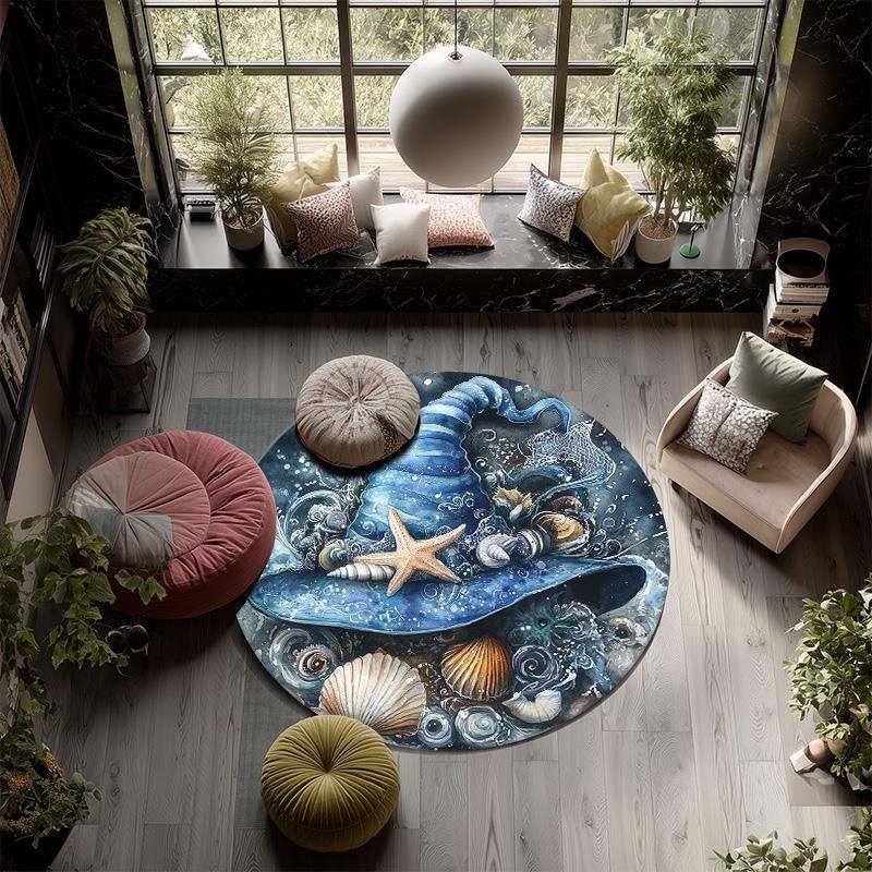 Witch Hat,Round Area Rug,Carpet Rug for Living Room Bedroom Sofa Playroom Decor,Non-slip Floor Mat