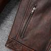 Vintage Red Brown Genuine Cow Men's Leather Jacket Slim Short Cowhide Coat Man Skin Clothes Spring Autumn
