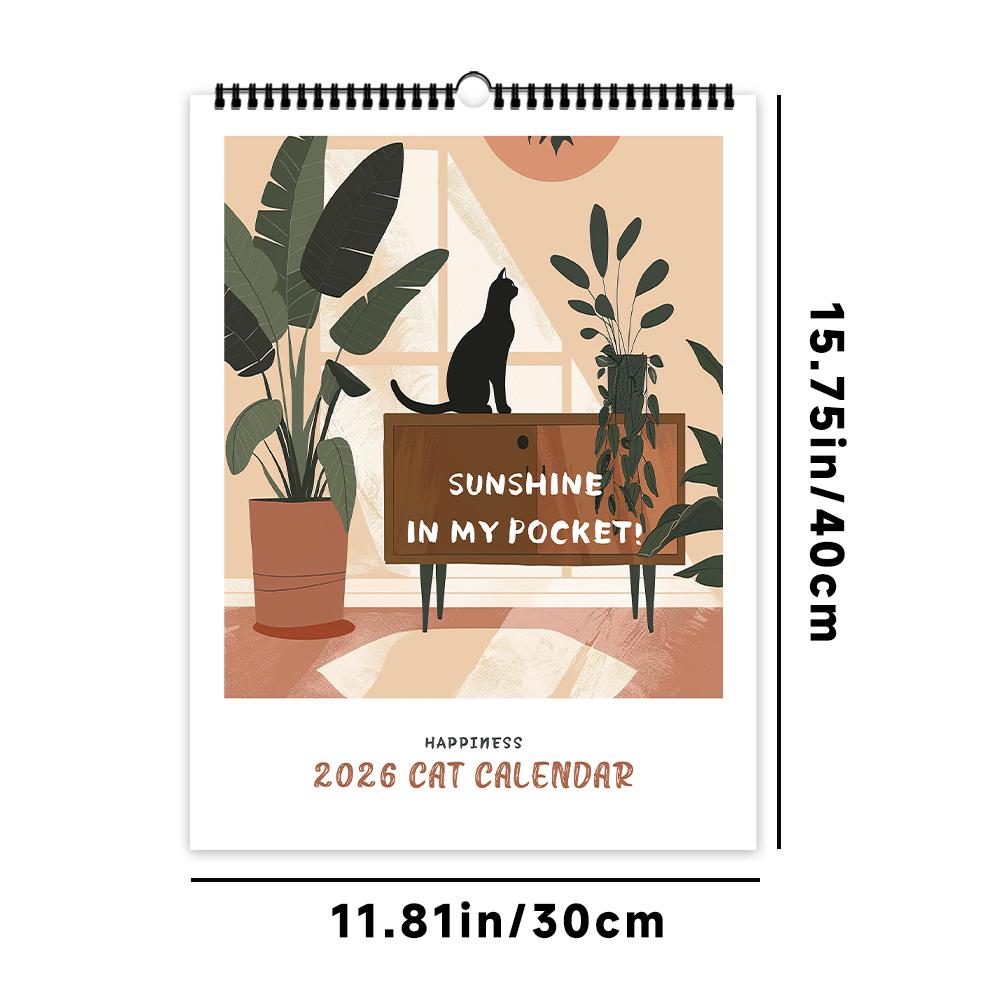 

1pc, Oversized Cartoon Cat Calendar - Pet Cat, 12 Different Designs, Wall Calendar, Birthday, Christmas, New Year Gift