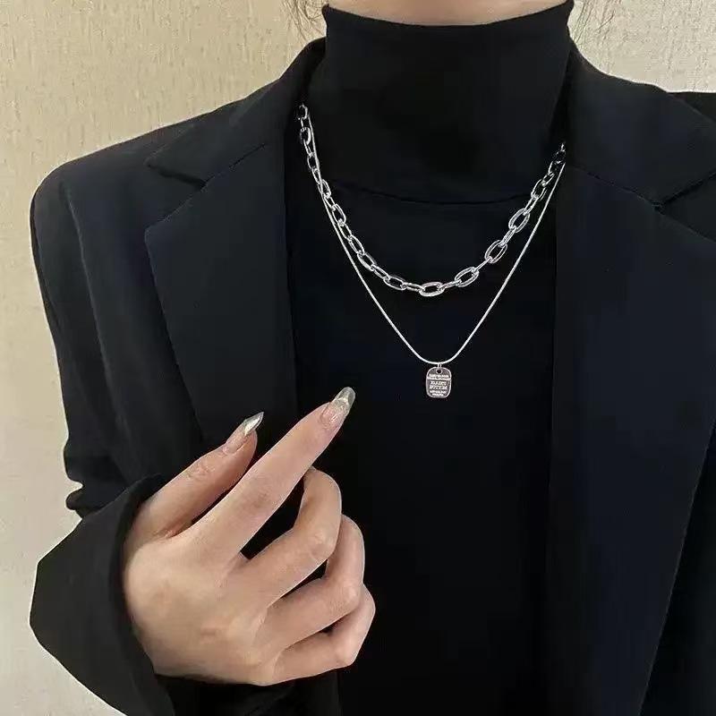Tide Stacked Butterfly Necklace Female Niche Design Sense Versatile Personality Internet Celebrity Hip Hop Collarbone Chain Neck Chain