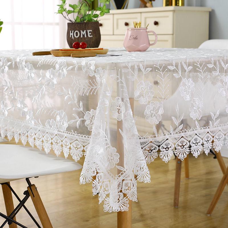 Romantic Lace Tablecloth Rectangular Polyester Fabric Home Decor Cover Perfect for Festive Occasions, Birthday Parties, and Weddings